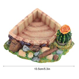 Reptile Corner Water Bowl Resin Turtle Bowl Reptile Food Bowl Feeding Bowl Worm Feeder Terrarium Plate Artificial Cactus Pool Landscape Ornament for Lizard Gecko Water Frog Different