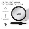 Zadro Compact Mirror with 12X Magnification & Lighted Tweezers Combo