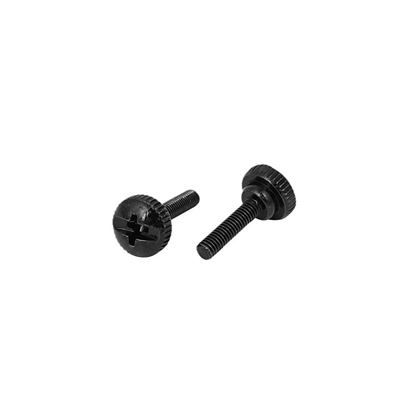 Sourcingmap M3 x 12mm Knurled Phillips Head Thumb Screw Black