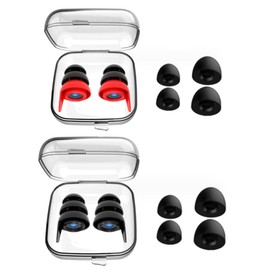 Reusable Safe Silicone High Fidelity Earplug, Concert Ear Plugs for Sleeping (Reduce 40dB), Swimming, Studying, Concerts, Noise Cancelling and Hearing Protection (Red and Black)