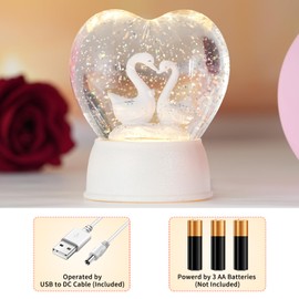 Valentines Day Decor Valentine Snow Globe, White Snow Globes Lantern with Glitter & 6h Timer, Heart Music Box, Valentines Day Gifts for Her Girlfriend