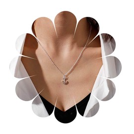 Andelaisi Boho Anchor Choker Necklace Vintage Boat Anchor Necklace Silver Sea Anchor Pendant Necklace Minimalist Anchor Chain Necklace Jewelry for Women