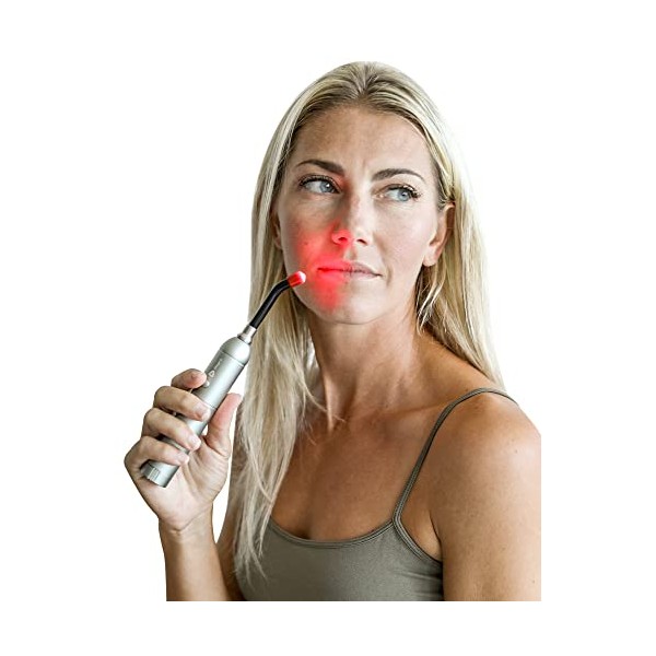 Lifepro Portable Cold Sore Red Light Therapy Torch - Speed Up Canker Sore Therapy with Convenient, Pocket Size, Targeted Red Light Cold Sore Therapy - Precision Tip Attachment Included