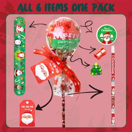 219PCS Christmas Party Favors for Kids 24 PACK Stationery Set, Assorted Christmas Goodie Bag Stuffers Stocking Stuffers, Exchange Gifts for Kids Pencils Erasers Sharpeners