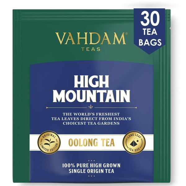 VAHDAM, Himalayan Oolong Tea Bags (30 Count) - 100% Natural Detox Tea, Oolong Tea Loose Leaf Pyramid Tea Bags, Brew Hot, Iced or Kombucha Tea