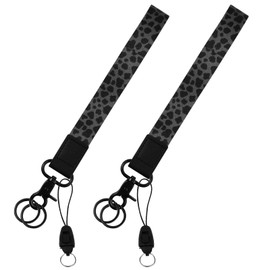 SMLBJUTE 2 Pack Wrist Lanyard for Keys, Keychain Wristlet, Wrist Keychain, Wrist Lanyard for Wallets, ID Holders, and Phones (Black Leopard)