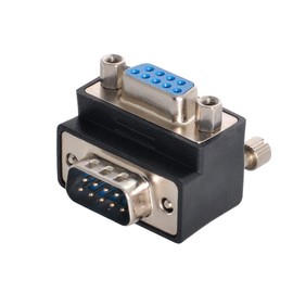 xiwai DB9P 90 Degree Down Angled Gender Changer D-Sub 9Pin RS232 Male to Female Connector Serial Port Extension Adapter