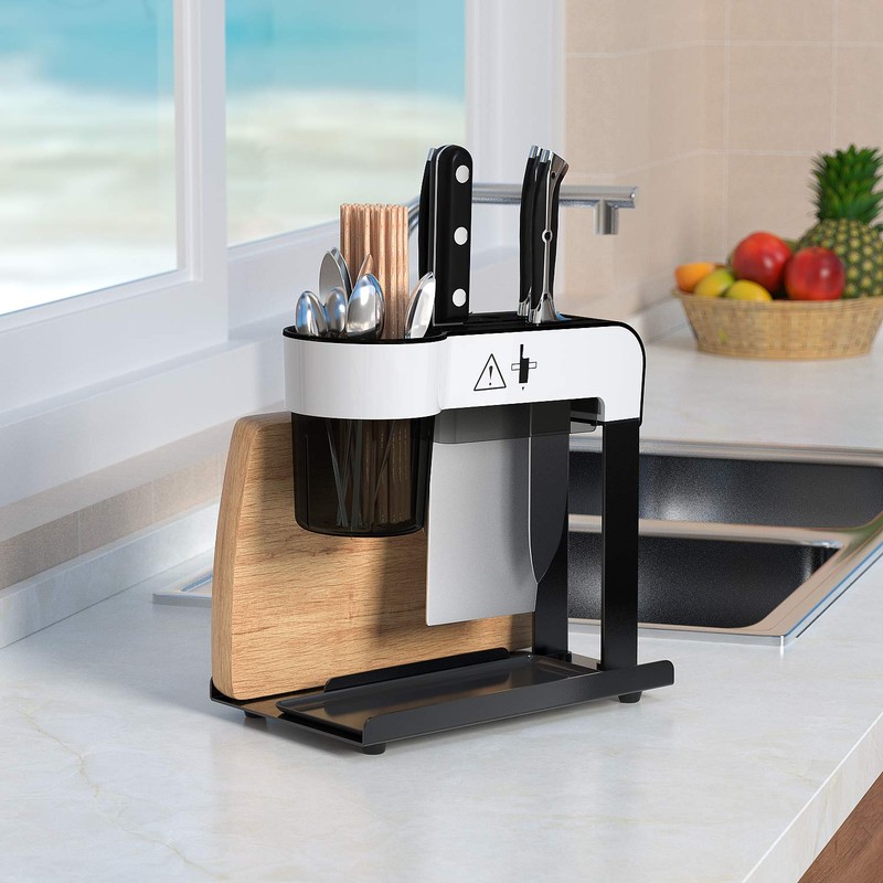 CozyBlock Black Stainless Steel Utensil & Cutlery Rack, Kitchen Compact