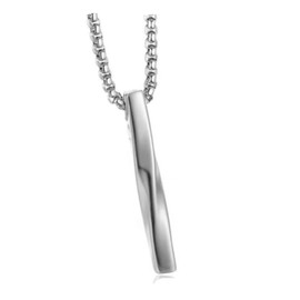 CrownOfRibbons Silver Bar Necklace for Men, Rectangle Pendant in a Gift Bag