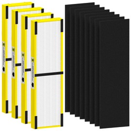 FLT4825 Filter B Replacement Compatible with G-Guardian AC4825, AC4300, AC4900, AC4825DLX, AC4850, CDAP4500, AP2200 Air Purifier, 4 High Efficiency Filters + 8 Activated Carbon Pre-Filters, Yellow