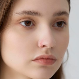 Thin Nose Rings Hoops for Women/Men,Tiny Small Rose Gold Nose Rings 22g for Nose Piercings (1pc - 22 gauge - 7mm,14K Rose Gold Filled)