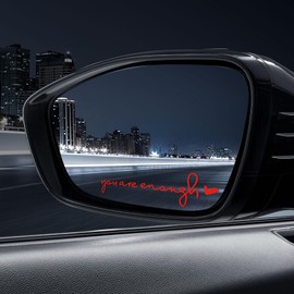 RGOAANC You are Enough Rearview Mirror Decal, Mirror Stickers, Inspirational Car Decals, Car Accessories Self Positive Stickers Universal for Car Mirror Window Water Bottle (Reflective Red)