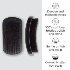 Diane 100% Boar Bristle Curved Brush for Men and Women - Detangling, Smoothing Wave Styles for Fine to Medium Hair, Restores Shine and Texture