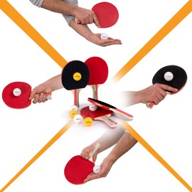 Table Tennis Ping Pong Set - Pack of 4 Premium Paddles/Rackets and 6 Table Tennis Balls - Soft Sponge Rubber - Ideal for Professional & Recreational Games - 2 or 4 Players - Perfect Set On The Go