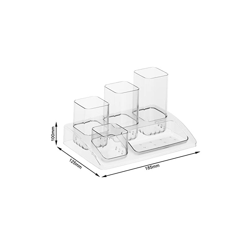Rotho SOHO Plastic (PS) BPA Free Clear Plastic Pen Holder