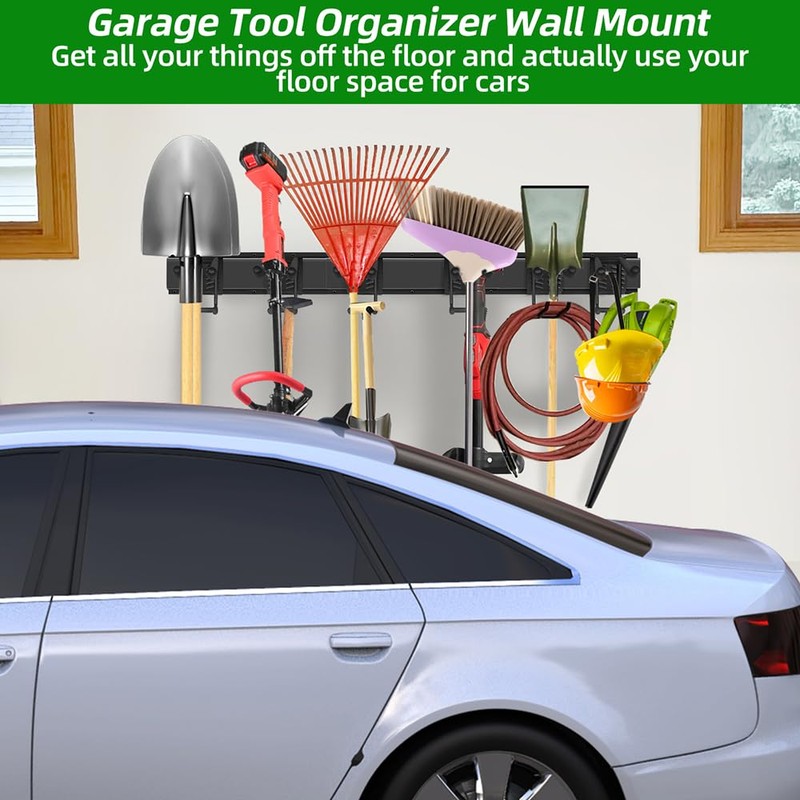 PIYILO Garage Tool Organizer Wall Mount with 48 inches Rails
