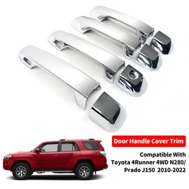 Door Handle Covers Trim Compatible with Toyota 4Runner 4WD N280 Prado J150 2010-2022 2017 2018 2019 2020 2021 Car Styling Accessories Exterior Door Handles Chrome With Smart Key Holes 8PCS ABS