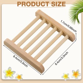 Amyhill 25 Pcs Bamboo Wood Soap Dish Bulk Bathroom Wooden Soap Holder Savers Self Draining Dishes Handcraft Tray, 3.3 x 3.3 x 0.67 Inch (Wood Color)