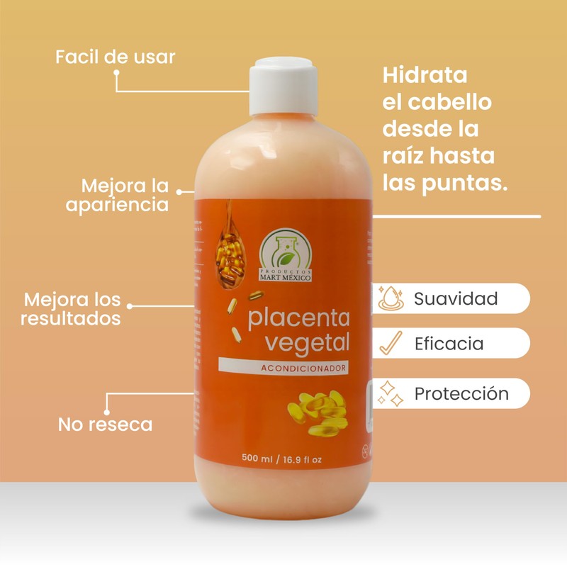 Acondicionador De Placenta Vegetal Productos Mart Mexico 500 Ml