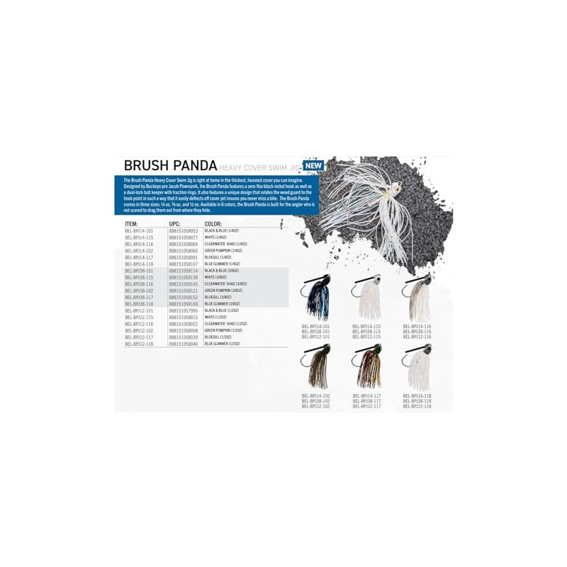 Buckeye Lures Brush Panda (Heavy Cover Swim JIG) 1/4 OZ.