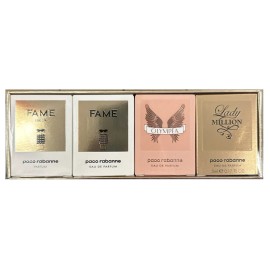 Jean Paul Gaultier Paco Rabanne Women 4Pcs Mini Set 0.17 oz Fame, Fame, Lady Million & Olympea Nib
