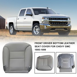 AOUTTUOA 2PCS Driver Bottom Gray Microfiber Leather Seat Cover & Foam Cushion Compatible with Chevy Silverado Tahoe GMC Sierra Yukon 1995 1996 1997 1998 1999