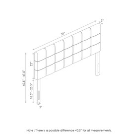 Furinno Roanne Tufted Headboard, Full, Black