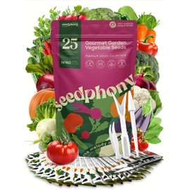 Seedphony 25 Gourmet Garden Vegetable Seeds Variety Pack - 14,965+ Non-GMO Heirloom Vegetables Seeds for Planting Indoor&Outdoor Home Garden seeds - Gardening Seed Packets for Planting Vegetable Seeds
