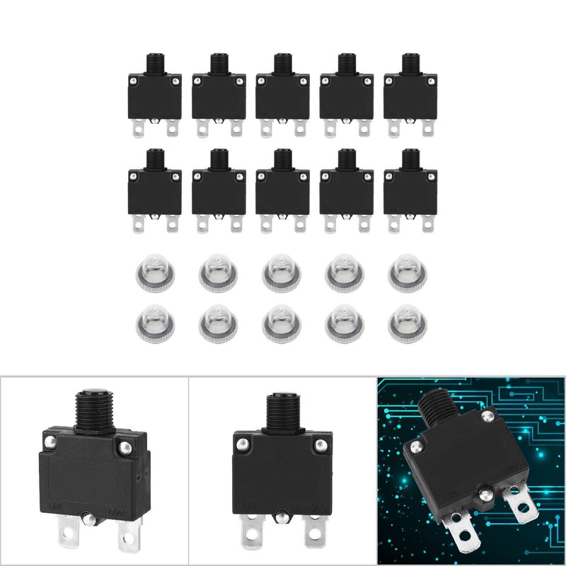 125/250 VAC, Pack of 10 Circuit Breakers, Current Overload Protection