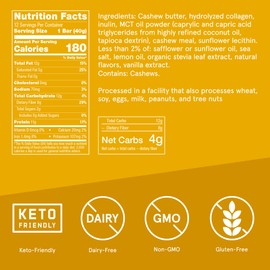 Bulletproof Lemon Cookie Collagen Protein Bars, Pack of 12, Keto-Friendly Snack with MCT Oil, Grass-fed Collagen, No Added Sugar