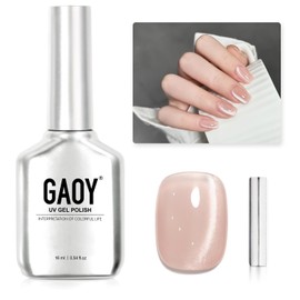 GAOY- Esmalte de uñas en gel con efecto ojo de gato vidrioso, esmalte de uñas holográfico con purpurina de 16 ml con imán, translúcido reflectante