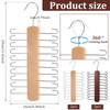 4Pcs Wood Tie Rack Hanger with 20 Metal Hooks Space