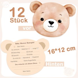 Pack of 20 Baby Shower Guessing Game Cards to Fill in, Baby Shower Games, Gender Reveal Party for Girls and Boys, Decoration, German Wishes, Baby Shower Typing Cards as a Gift, Baby Shower Party