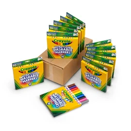 Crayola Ultra Clean Washable Broad Line Markers (12 Boxes), Bulk Classroom Markers for Kids, 10 Colors, Teacher Classroom Must Have, Bulk School Supplies for Kids