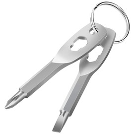 Poswlto Portable Screwdriver Keychain Screwdrivers, Mini Portable Keychain Tool Screwdriver, Flathead and Phillips Key Screwdriver Kit (Silver)