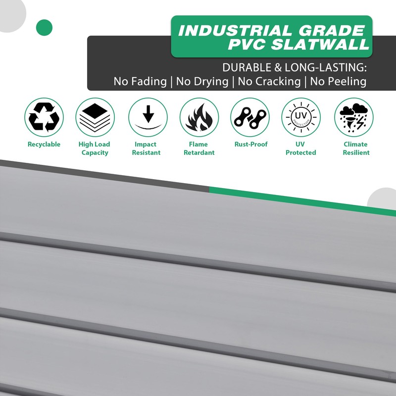 Slatwall Panel Garage Wall Organizer Storage Systems, Wall Mounted PVC
