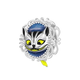 GNOCE Alice's Adventures in Wonderland Cunning Cheshire Cat Glow-in-the-Dark Charm 925 Sterling Silver Charm Fit Bracelet/Necklace Jewellery Gift for Women Girls Wife Daughter