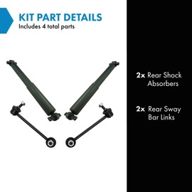 TRQ Rear Suspension Kit Shock Absorber Sway Bar Stabilizer Link Compatible with 2009-2015 Honda Pilot