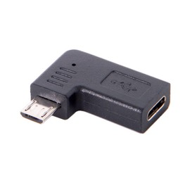 Cablecc USB-C tipo C hembra a micro USB 2.0 5 pines macho adaptador de datos 90 grados tipo ángulo izquierdo y derecho (ángulo izquierdo)