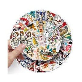 Pack of 51 Greek Mythology Stickers for Laptop, Bicycle, Bumper, Luggage, Guitar, Car, Motorcycle, Waterproof Vinyl Cartoon Sticker, Adult Girls Gift, Vintage Aesthetic Graffiti Sticker