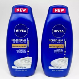 NIVEA Nourishing Care Body Wash with Nourishing Serum,  2PK x 20 oz