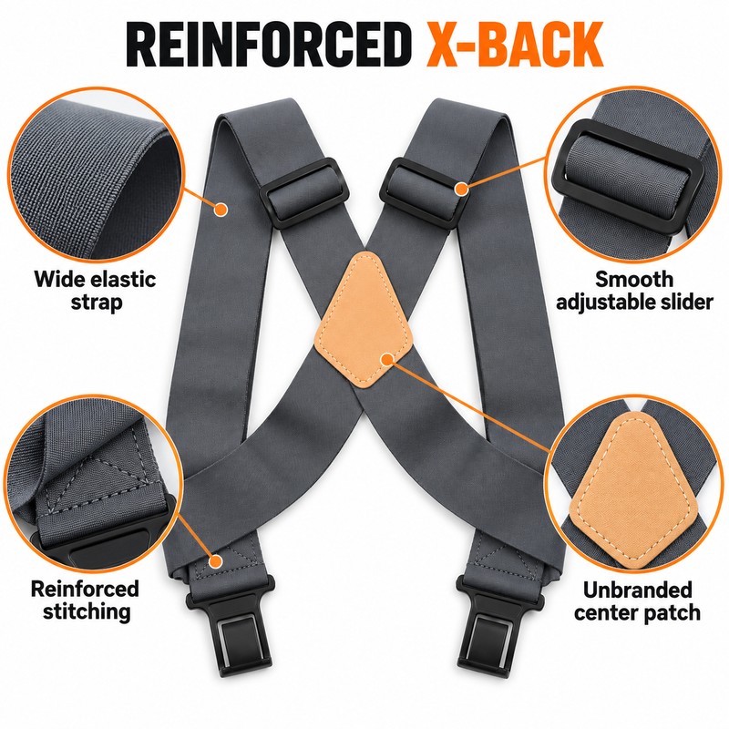 Men's Adjustable Elastic Suspenders 5cm Wide X-Back Pants Braces with