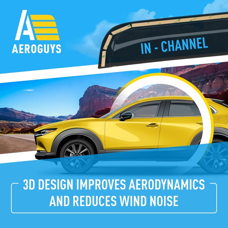 Extra Durable Window Deflectors in-Channel Window Visors Rain Guards Fit