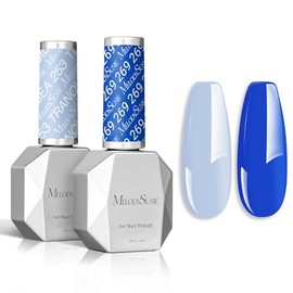 MelodySusie Thick Gel Nail Polish Set- 2 Pcs 15ML Baby Blue & Royal Blue Gel Polish Set Soak Off UV LED Blue Gel Polish Christmas Gift for Women Nail Art Manicure DIY Nail Design Decoration at Home