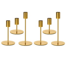 6 portavelas dorados - Portavelas cónicos para decoración del hogar, boda, cena, fiesta, aniversario