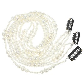 WOONEKY Stylish Pearl Headband Hair Accessories for Women Girls Braiding Hair Jewelry String of Pearls Hair Clip