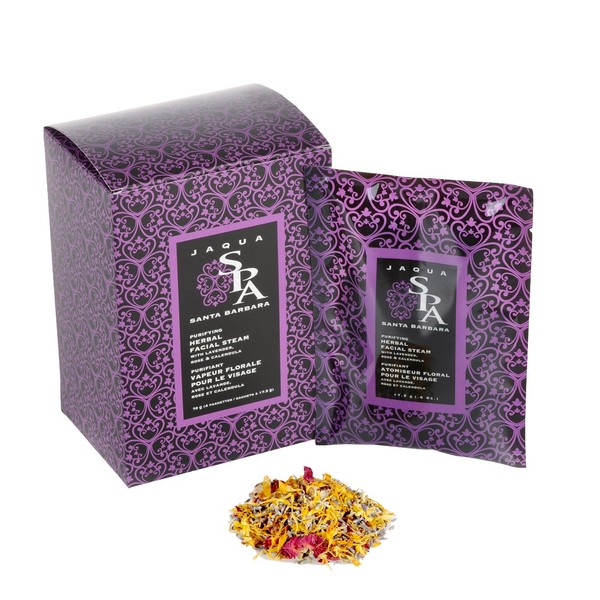 Signature Jaqua SPA Santa Barbara Purifying Herbal Facial Steam Kit with Lavender, Rose, and Calendula | 4 Packettes Per Box
