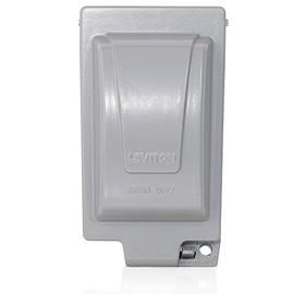 Leviton Outlet Box, Extra Duty While-In-Use Cover Includes Inserts for Single, Duplex and Decora/GFCI Receptacles, Vertical Mount, Metallic Enclosure, IUM1V-GY Outdoor Outlet Cover, Gray