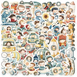 Transport Sticker 50 Pieces Cute Decoration for Car Laptop Skateboard Bicycle Moped Motorcycle Bicycle Computer Suitable for Adults Children Vehicle Sticker Set