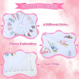 18pcs Vintage Floral Embroidered Handkerchiefs - Cotton White Lace Ladies Hankies 11"x11" for Tea Parties Mothers Day (white)